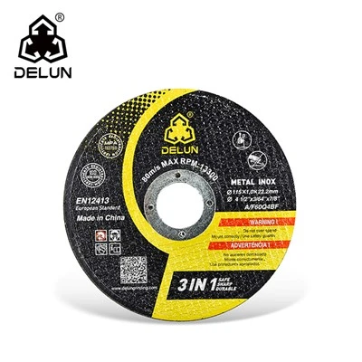 Disque de coupe en acier DELUN 4,5 pouces 115 mm Roue abrasive ronde plate en oxyde d'aluminium Fournisseur chinois Support de personnalisation OEM